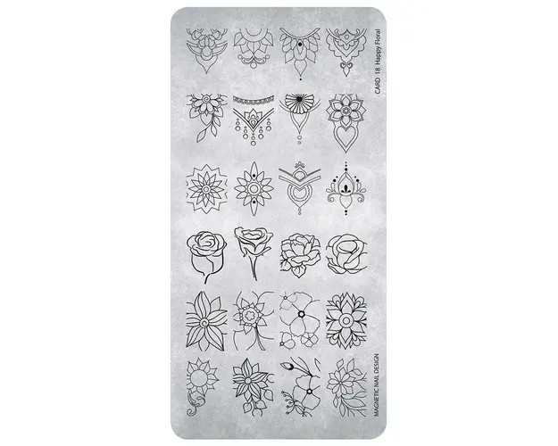 Matrita unghii metalica, Happy Floral 18