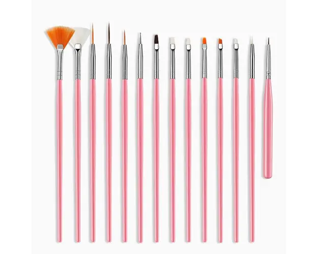 Pensule Unghii Set 15 Buc Roz