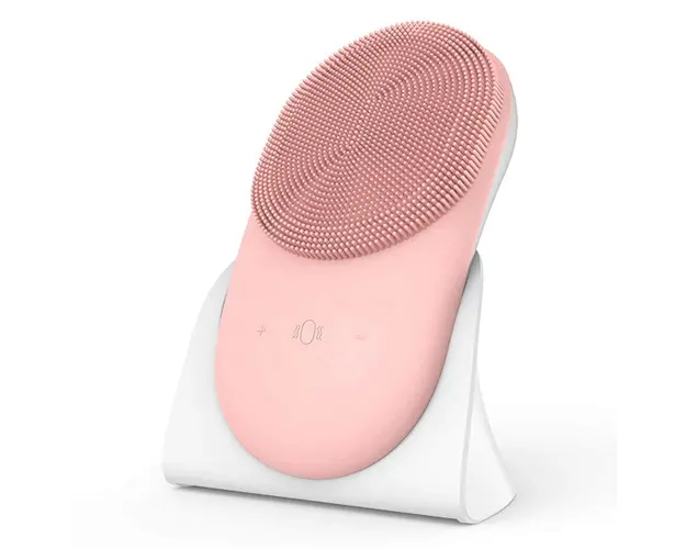 Perie silicon pentru curatare faciala, 2in1 rezistent la apa, Roz