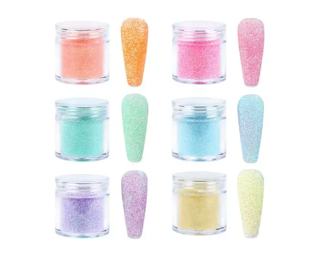 Pudra pentru unghii cu sclipici set 6 bucati