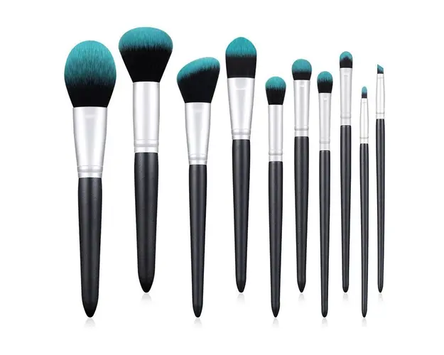 Set 10 Pensule Pentru Machiaj Profesionale, Negre