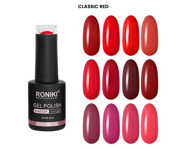 Set 12 Oje Semipermanente Roniki 10ml - Classic Red
