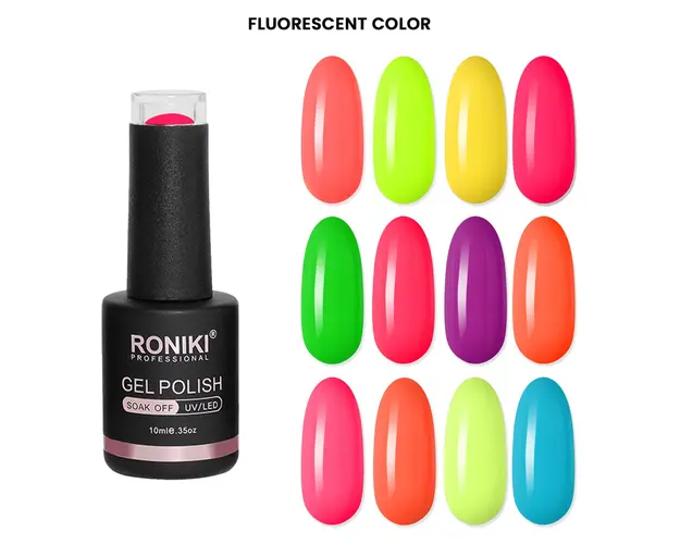 Set 12 Oje Semipermanente Roniki 10ml - Fluorescent Color
