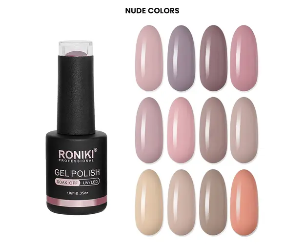 Set 12 Oje Semipermanente Roniki 10ml - Nude Colors