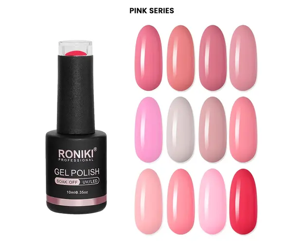 Set 12 Oje Semipermanente Roniki 10ml - Pink Series