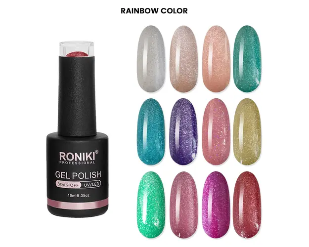 Set 12 Oje Semipermanente Roniki 10ml - Rainbow Color