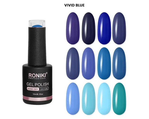 Set 12 Oje Semipermanente Roniki 10ml - Vivid Blue