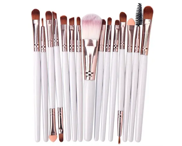 Set 15 Pensule Profesionale Pentru Machiaj, Albe - AS01