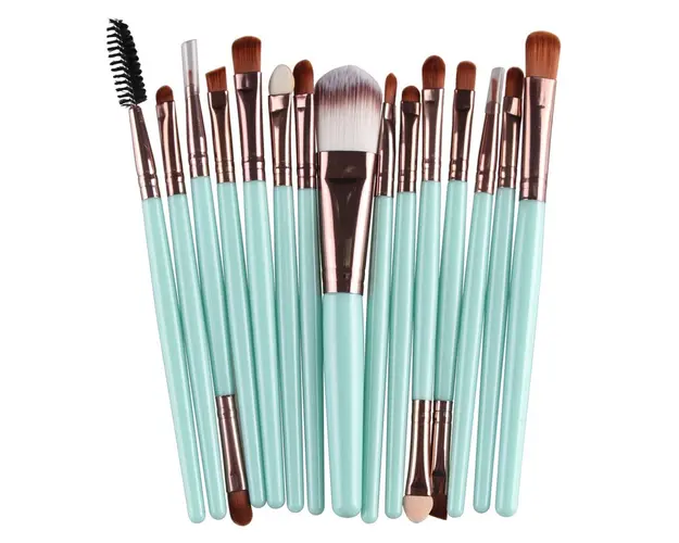 Set 15 Pensule Profesionale Pentru Machiaj, Verzi AS04