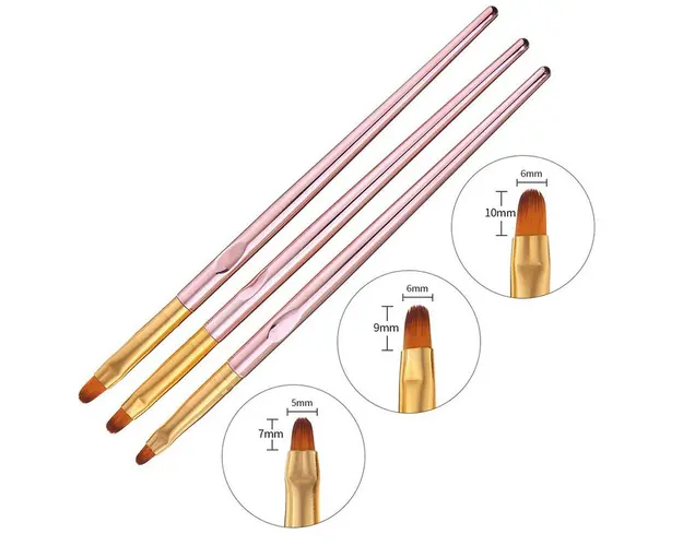 Set 3 Pensule Limba de Pisica Gold Roze