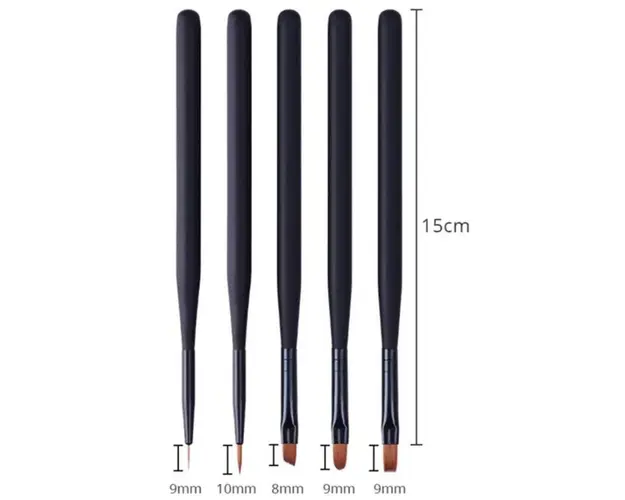 Set 5 Pensule Gel si Pictura Black