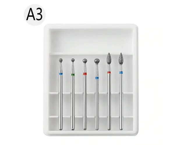Set 6 Capete Freza Unghii Cuticula Alb - A3