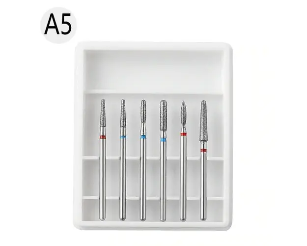 Set 6 Capete Freza Cuticula Pedichiura Alb - A5