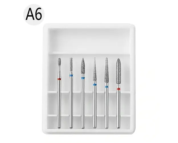 Set 6 Capete Freza Cuticula Pedichiura Alb - A6