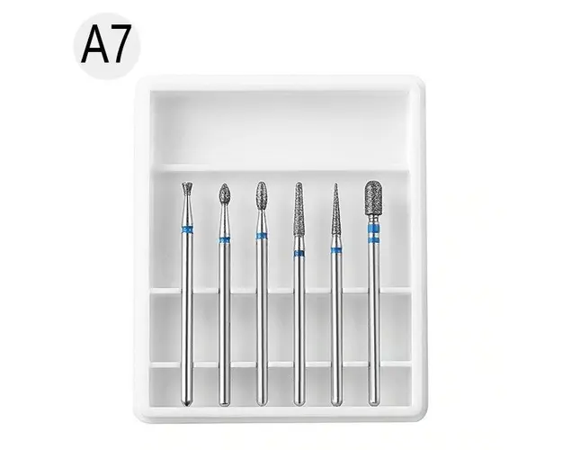 Set 6 Capete Pentru Freza Cuticula Pedichiura Alb - A7