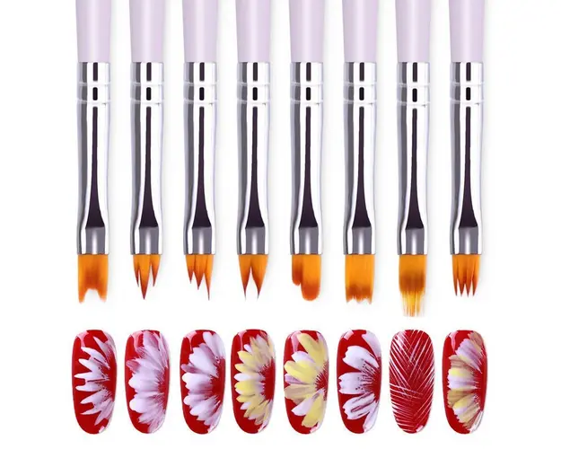 Set 8 Buc Pensule Flower Handle