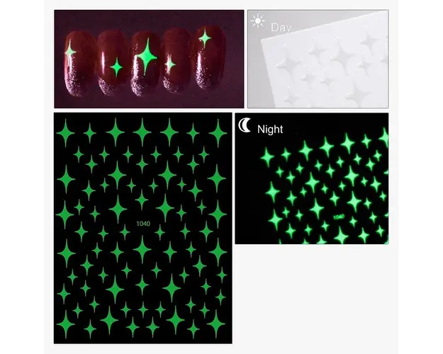 Sticker decor unghii autoadeziv, fosforescent JO 1040