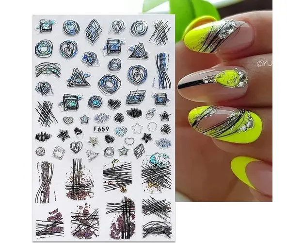 Sticker Unghii - F659 Silver