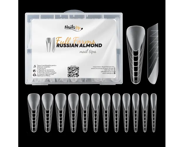 Tipsuri Reutilizabile NailsUp Full Forms Russian Almond 120Buc