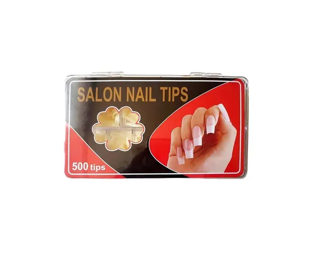 Tipsuri unghii salon, forma stiletto fara bordura, culoare alb 500 buc