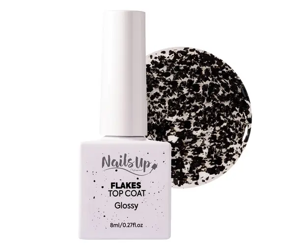 Top Coat Black Flakes NailsUp 8ml