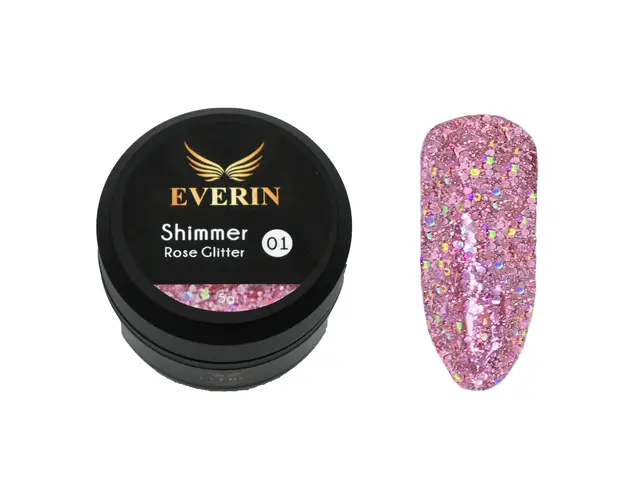 Gel color Shimmer Rose Glitter Everin 5ml- 01 - SRG-01 - Everin.ro