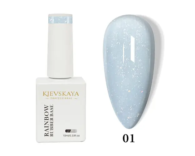 Rainbow Rubber Base Kievskaya 10ml- 01 Milky White Holographic - Everin