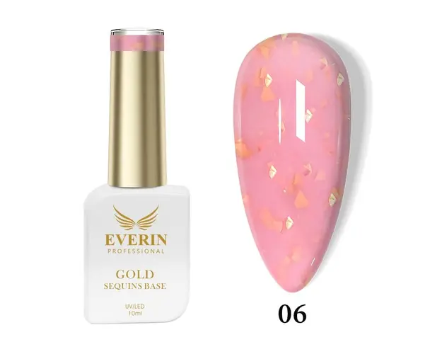 Rubber Base Everin Gold Sequins Collection 10ml- 06 - Everin