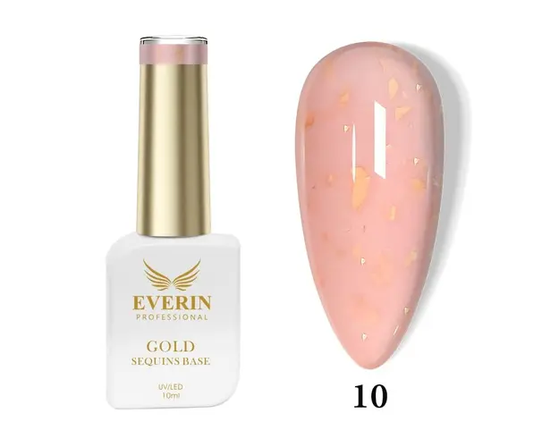 Rubber Base Everin Gold Sequins Collection 10ml- 10 - Everin
