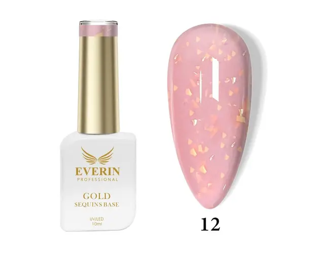 Rubber Base Everin Gold Sequins Collection 10ml- 12 - Everin