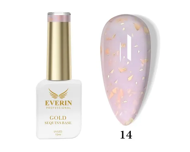 Rubber Base Everin Gold Sequins Collection 10ml- 14 - Everin