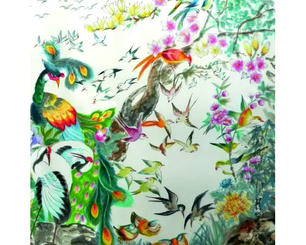 Tablou Feng Shui cu  100 de pasari