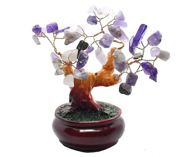 Copac cu ametist pe suport ceramic 12 cm inaltime