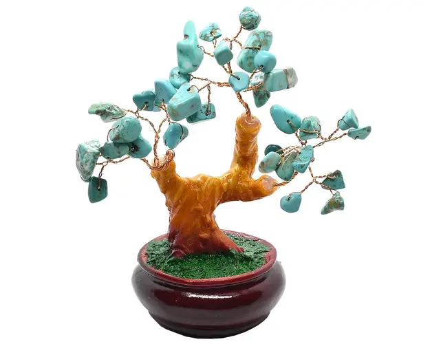 Copacel Feng Shui cu pietre protectoare de turcoaz 12 cm inaltime