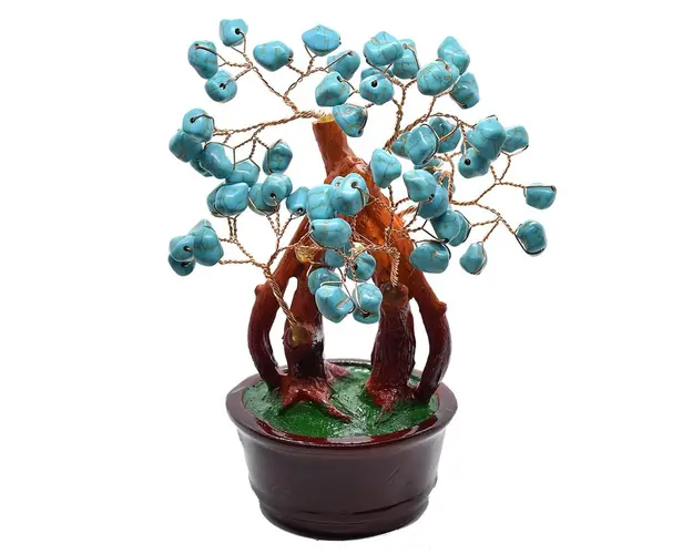 Copacel Feng Shui cu pietre protectoare de turcoaz 17 cm inaltime