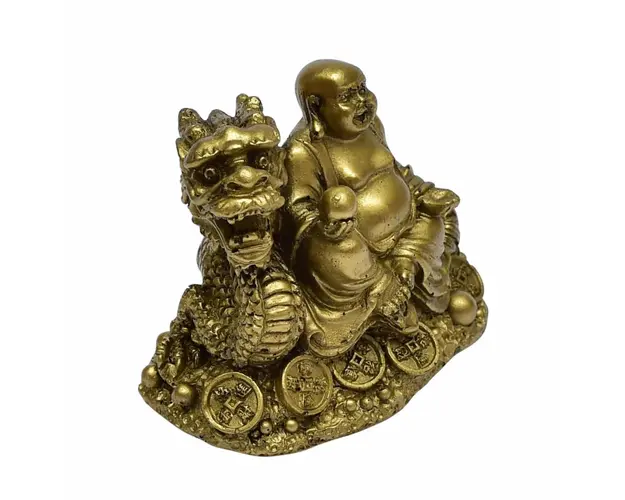 Dragon auriu cu buddha razand