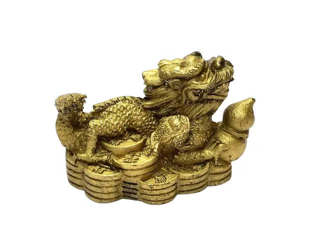 Dragon auriu cu wu lou si broasca norocoasa