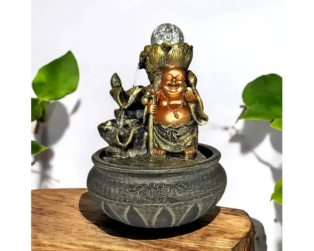 Fantana de apa Feng Shui in trepte cu lumina led si Buddha Razand