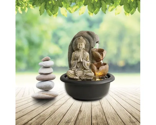 Fantana de apa Feng Shui in trepte cu lumina led si Buddha Medicinei