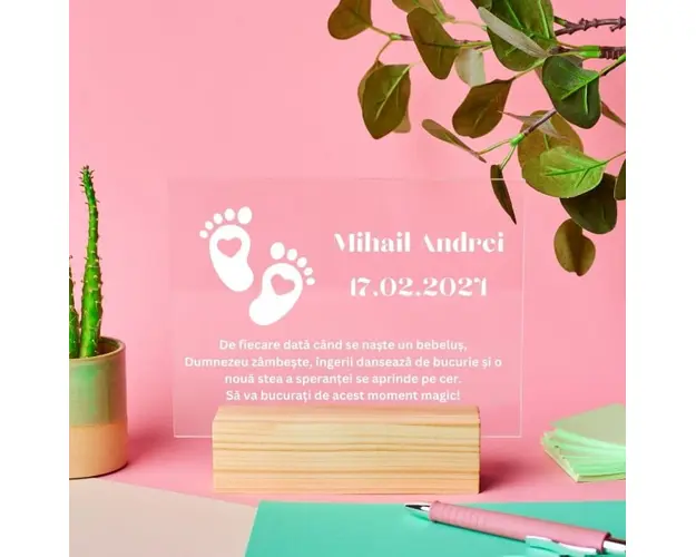 Placheta personalizata pentru nou nascut