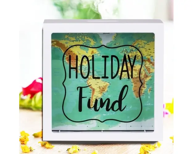 Pusculita Holiday Fund cu harta lumii