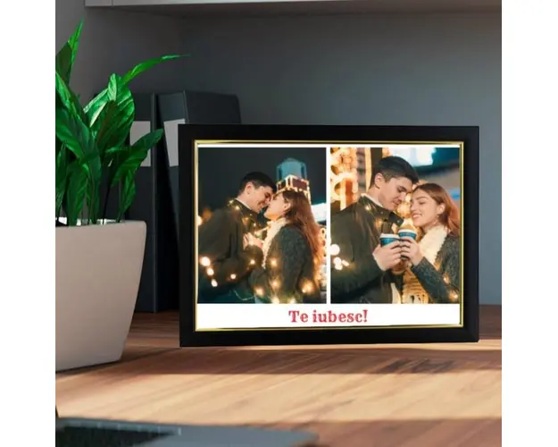 Rama foto personalizata 2 poze Te iubesc - A4 -