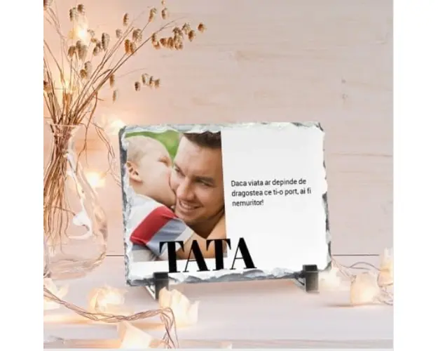 Rama Foto Personalizata Ardezie cu o poze si text - TATA
