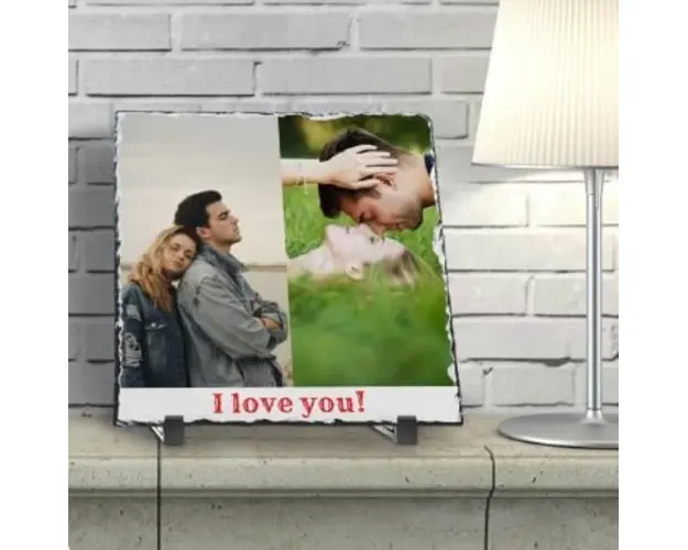 Rama Foto Personalizata Ardezie cu doua poze si text