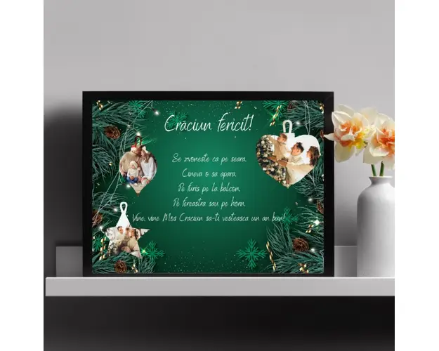 Rama foto personalizata - Craciun fericit - 3 poze