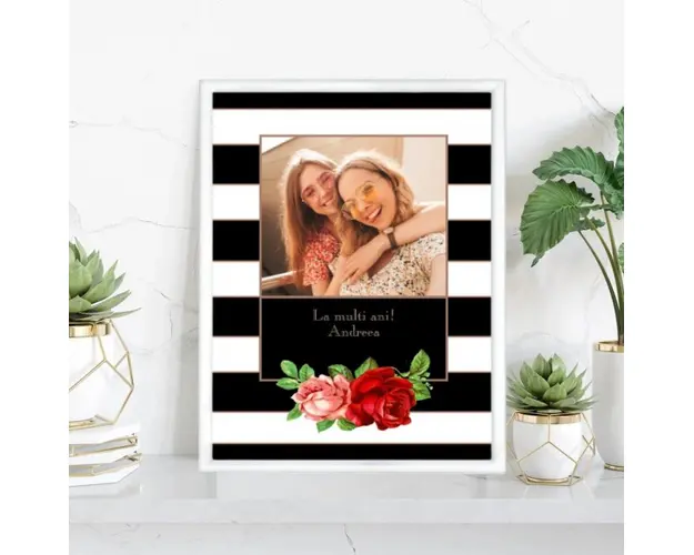 Rama foto personalizata Alb Negru- A4 -