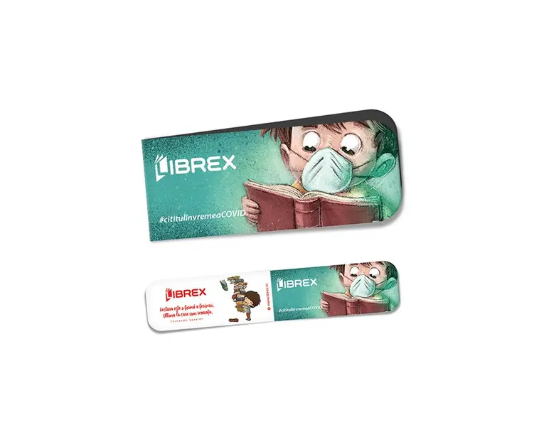 Semn de carte magnetic - Baietel cu masca citind