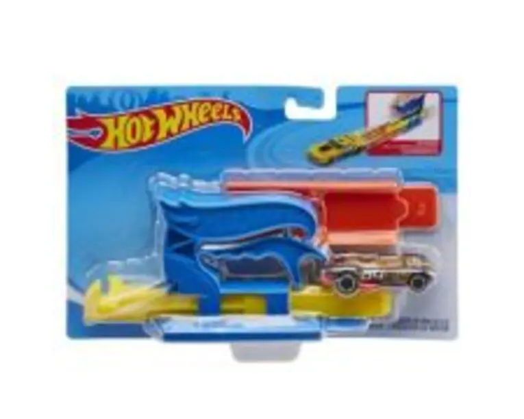 Set lansator portabil albastru si masinuta, Hot Wheels