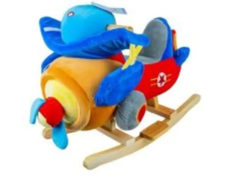 Balansoar pentru bebelusi, Avion, lemn + plus, 60x34x45 cm
