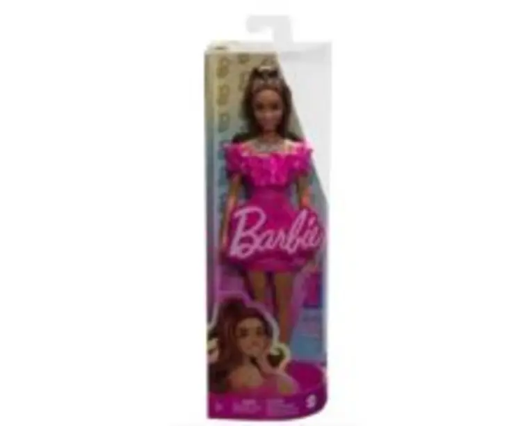 Papusa fashionista satena cu rochie roz, Barbie